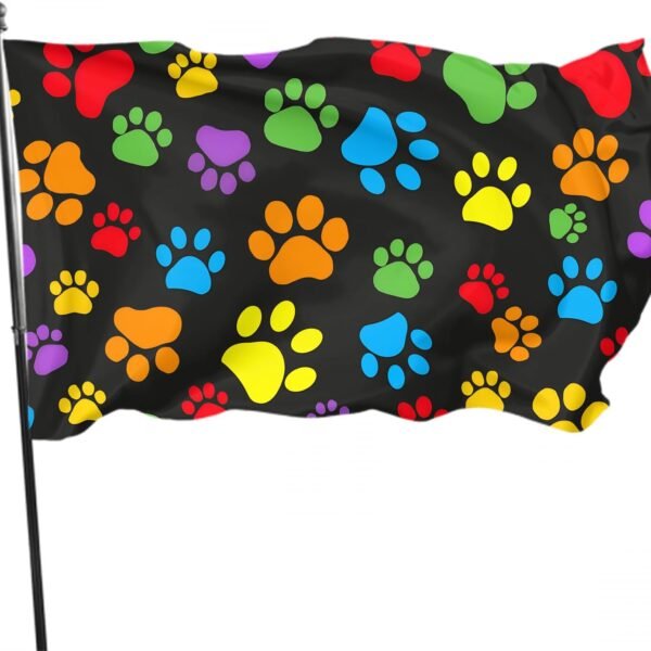 Colorful Dog Paw Flag